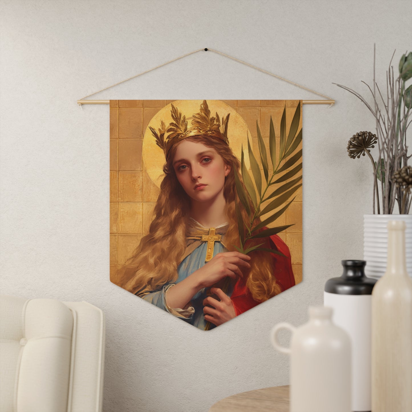 Saint Agrippina - Wall Banner / Wall Hanging - Christian Art - Prayer room - 18" x 21"
