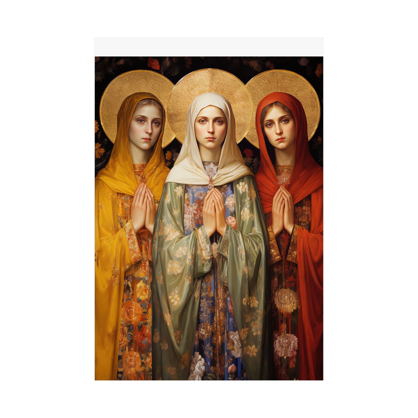 Saints Metrodora, Nymphodora and Menodora - Sanctified Souls Print - Multiple Sizes - Premium Matte Vertical Posters