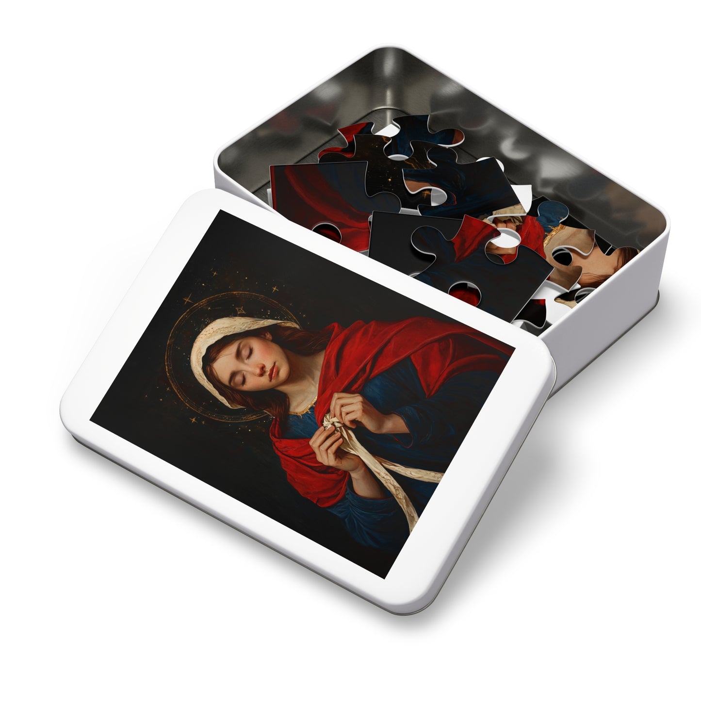 Mary Undoer of Knots - Mother Mary  - Untier of Knots - Marian Art - Puzzle - Keepsake Tin - Jigsaw Puzzle (30, 110, 252, 500,1000-Piece)