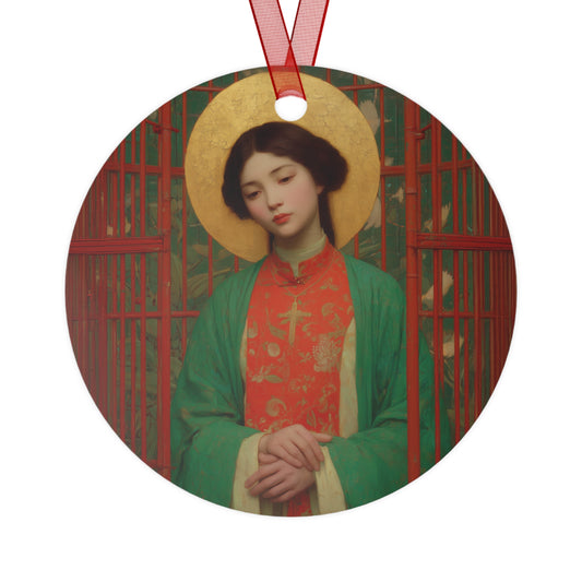 Saint Agnes Tsao Kou Ying Metal Ornament - Religious Holiday Christmas Ornament and Keepsake - Prayer Ornament