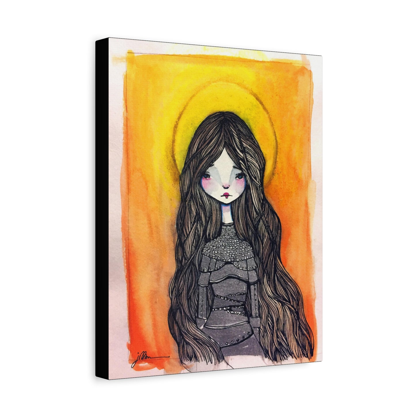 Saint Joan of Arc Canvas Print - Hand-Drawn Catholic Art Print | Christian Sacred Wall Art | Sanctified Solocosmo Religious Artwork