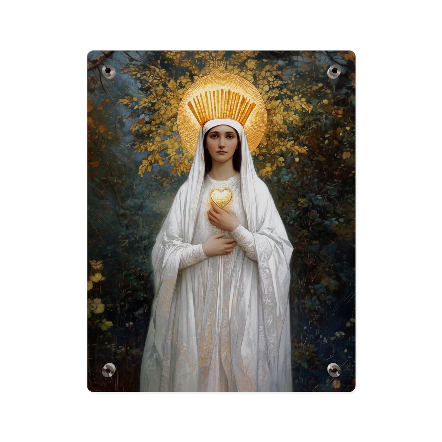 Our Lady of Beauraing - Our Lady of the Golden Heart - Marian Art - Wall Art Panel - Ready to Hang Acrylic Print - Saint Art - Catholic Art
