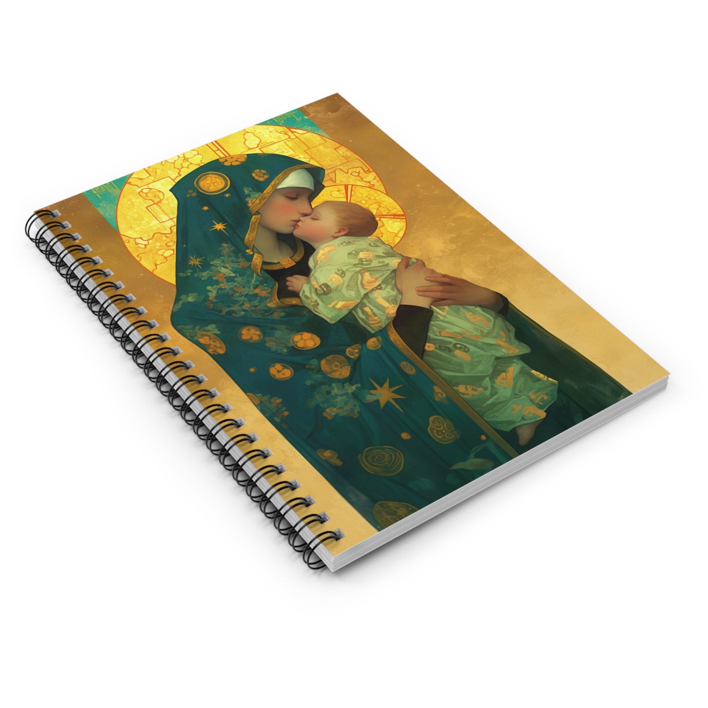 Peaceful Refuge - Mary and the Christ Child - Sanctified Souls Art - Spiral Notebook - Ruled - Catholic Religious - Devotional Daily