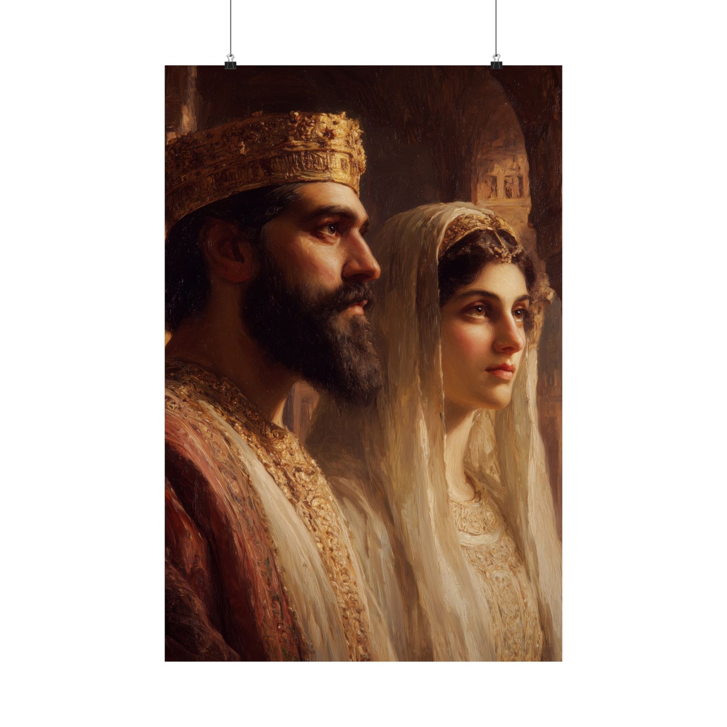 King Xerxes and Queen Esther - Sanctified Souls Print - Multiple Sizes - Premium Matte Vertical Posters