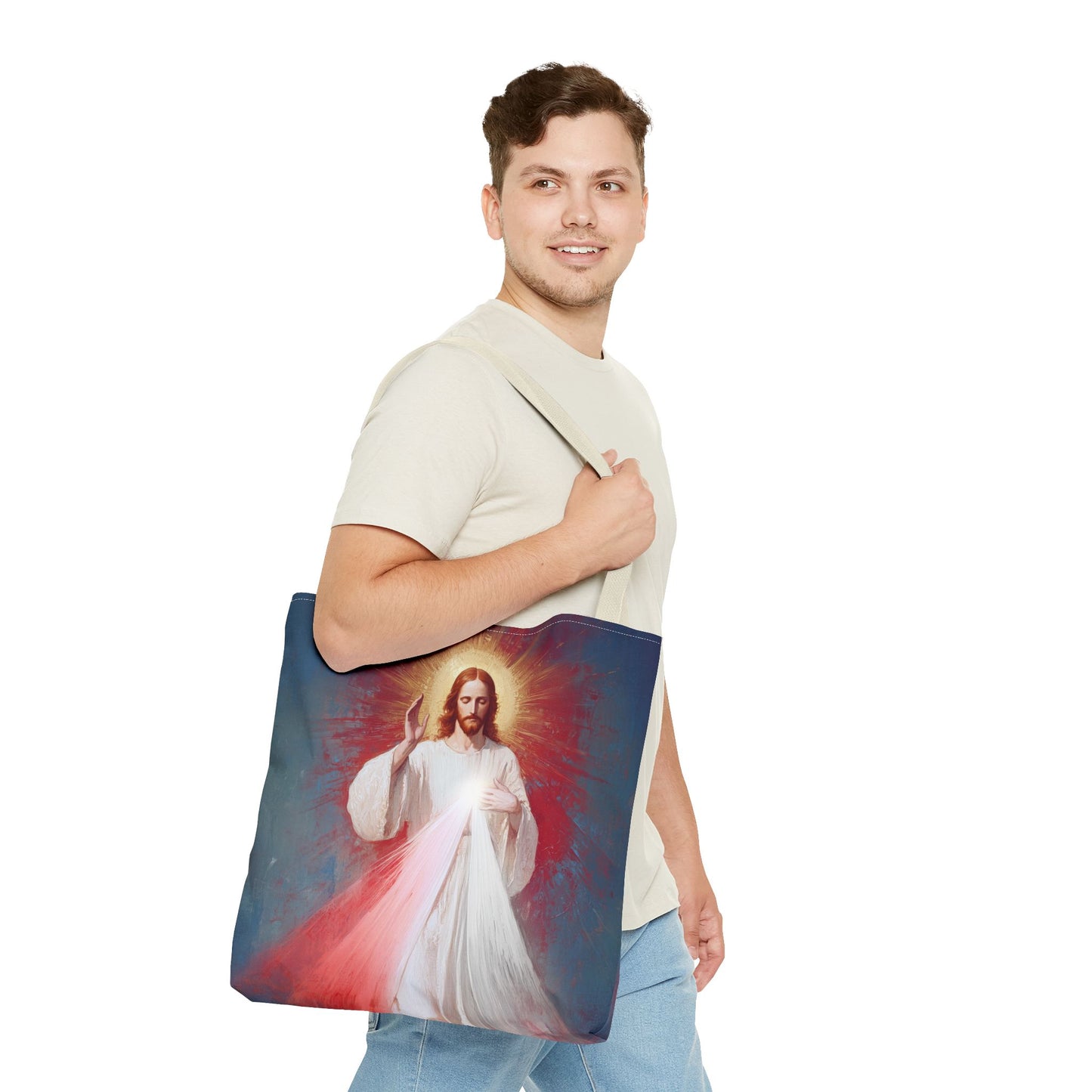 The Divine Mercy - Our Lord Jesus Christ - Tote Bag - Large Medium Small Faith Art Bag - Re-usable Tote Purse - Double Sided