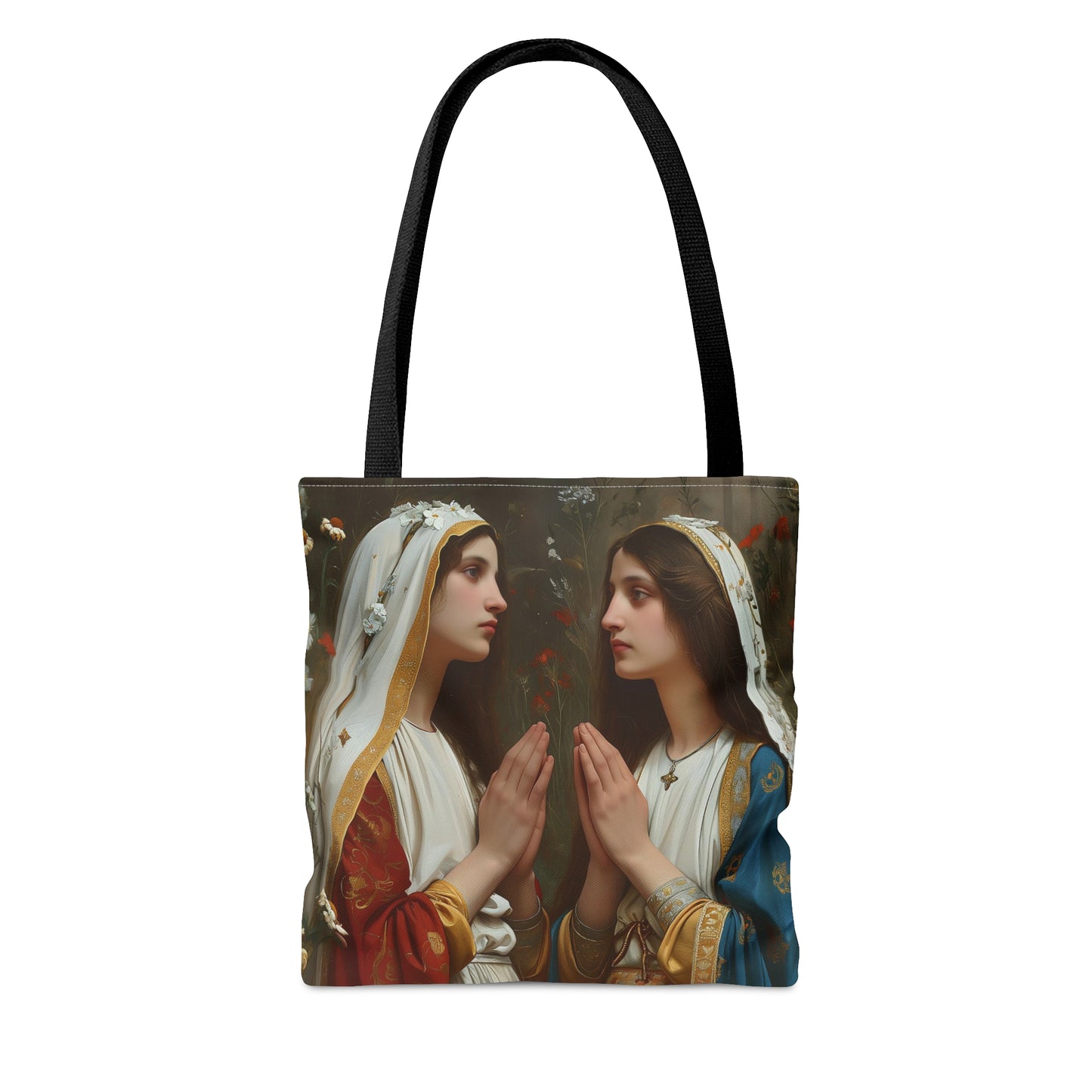 Saints Emiliana and Trasilla Tote Bag - Large Medium Small Faith Art Bag - Re usable Tote Purse - Double Sided - Catholic Art Bag