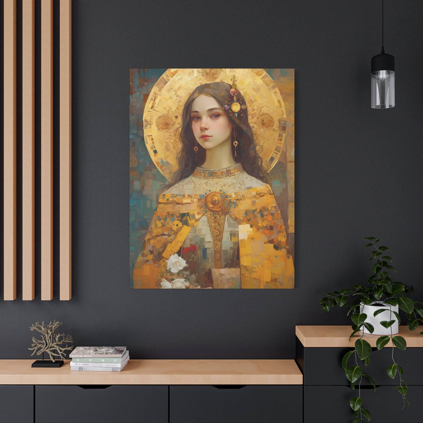 Saint Dymphna - Museum Wrapped Canvas - Sanctified Souls Print - Religious Art for your Home