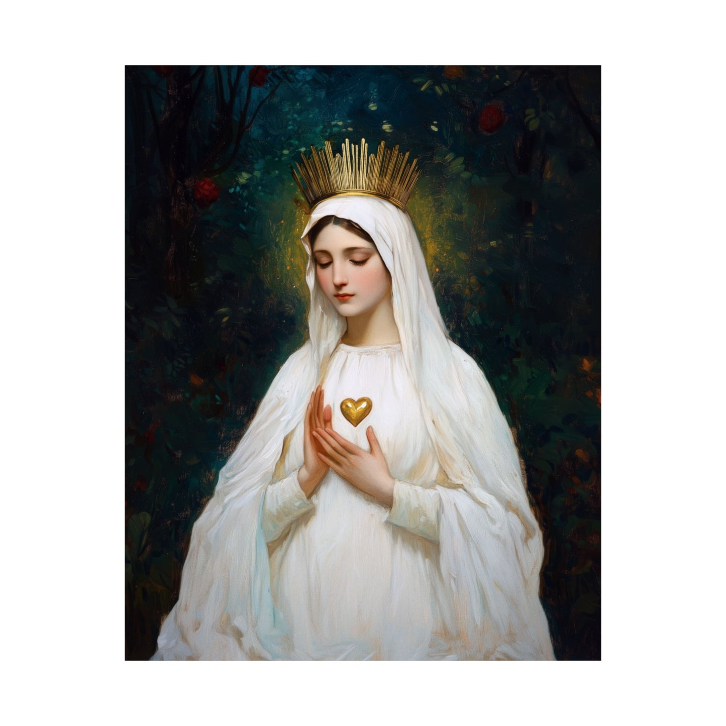 Our Lady of Beauraing - Our Lady of the Golden Heart - Marian Art - Sanctified Souls Print - Multiple Sizes - Premium Vertical Posters