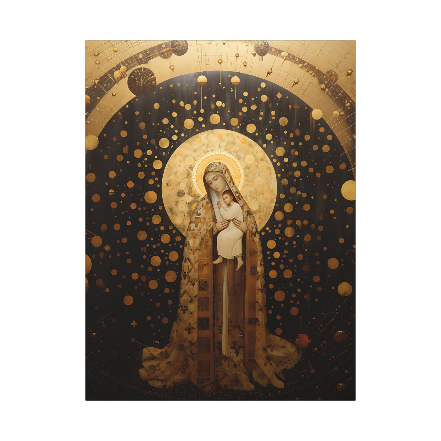 The Golden Mary - Mary the Blessed Virgin - Gallery Wrapped Canvas - Sanctified Souls Print - Religious Art for your Home - Pop Art