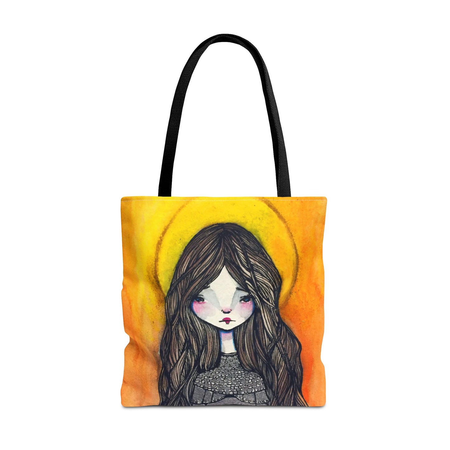 Saint Joan of Arc Tote - Hand-Drawn Catholic Art - Prayer Bag | Christian Devotional Tote | Sanctified Solocosmo Religious Tote
