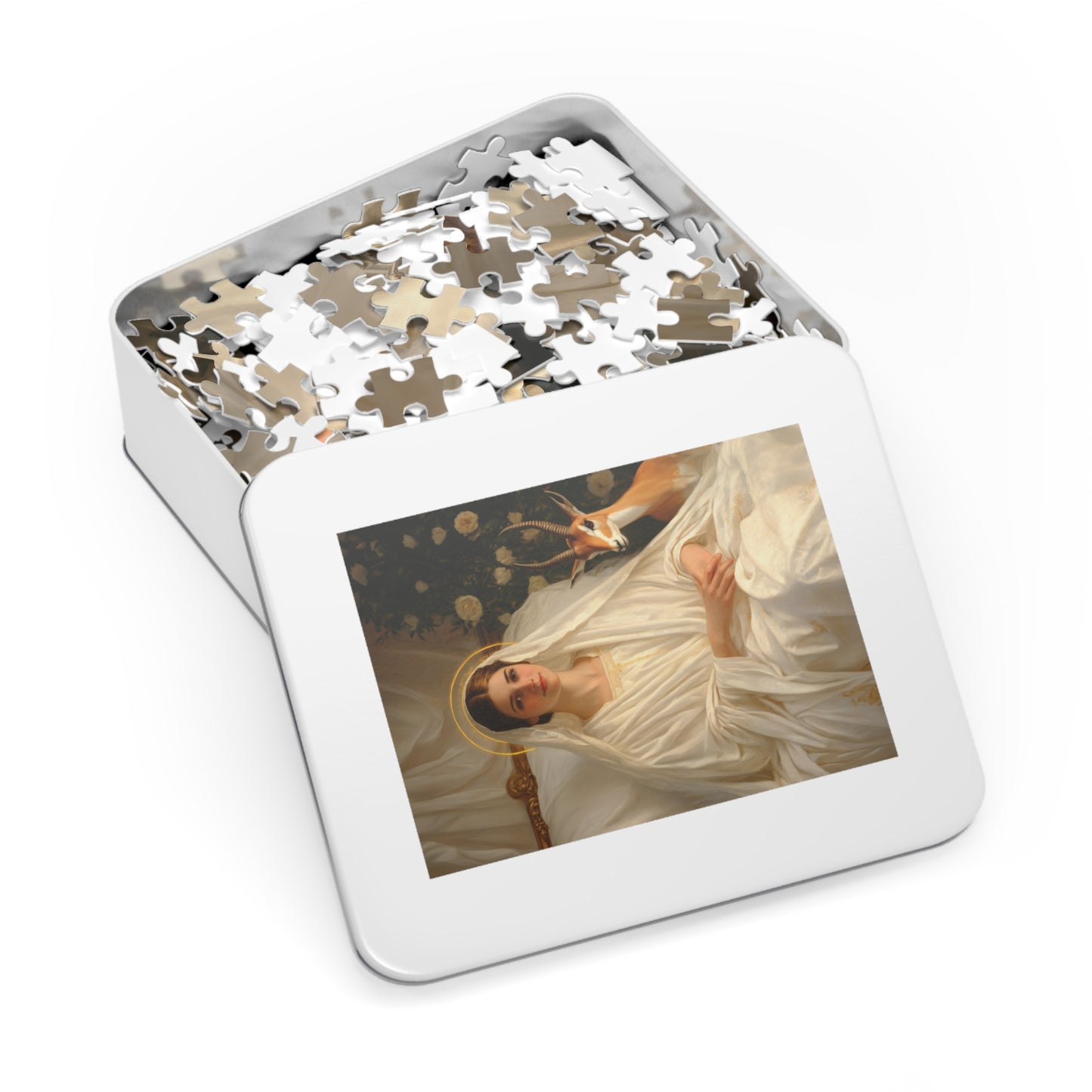Saint Tabitha - Puzzle and Keepsake Tin - Religious (30, 110, 252, 500,1000) - Religious Puzzle - Gifts for Catholic Families