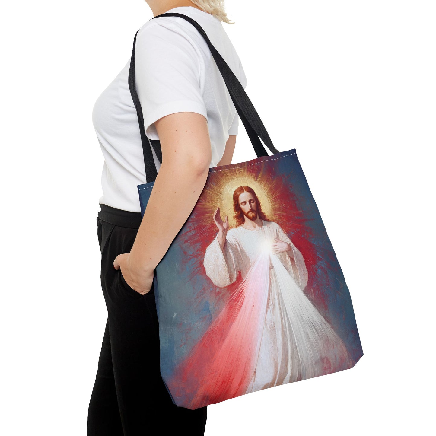 The Divine Mercy - Our Lord Jesus Christ - Tote Bag - Large Medium Small Faith Art Bag - Re-usable Tote Purse - Double Sided