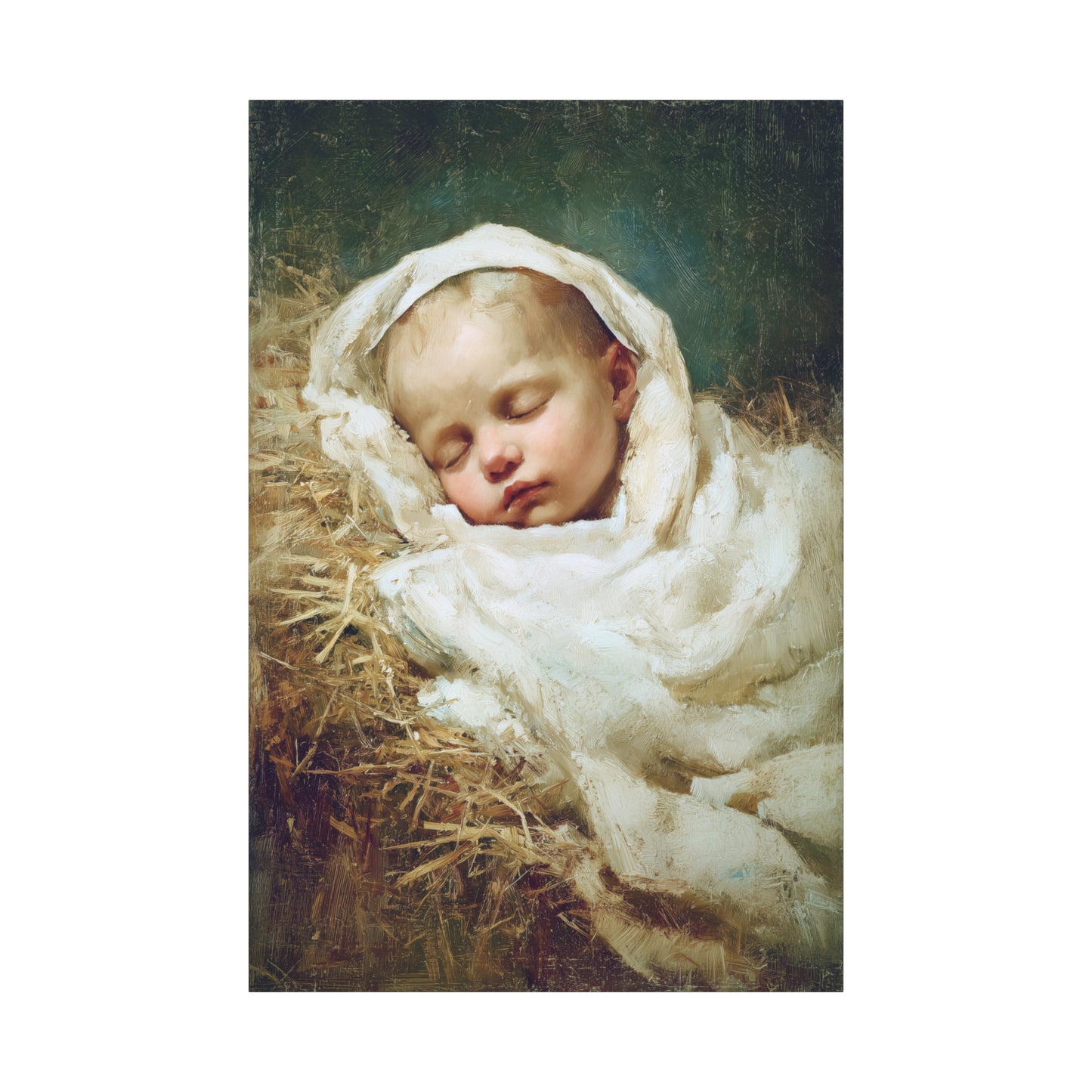 The Christ Child Resting in the Silence of the Manger - Gallery Wrapped Canvas - Print - Religious Art for your Home - Catholic Art Print