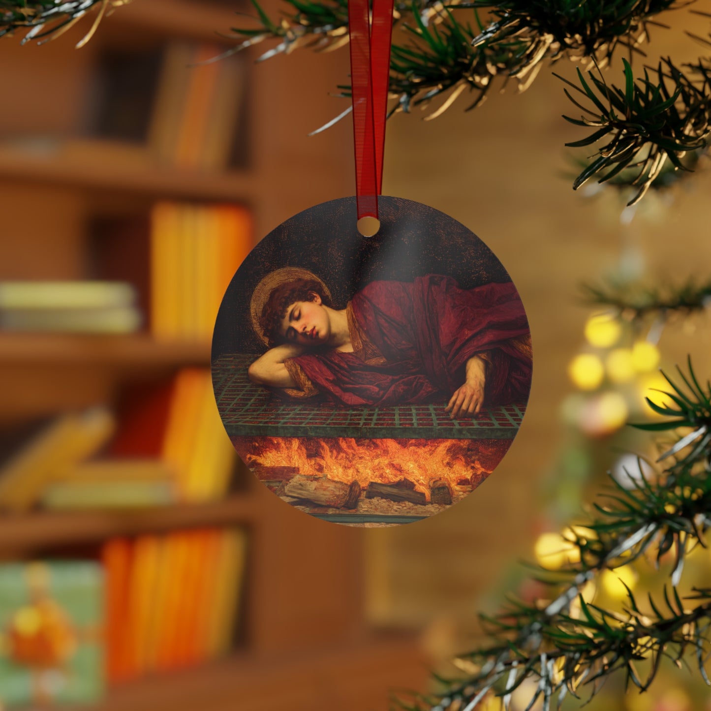 Saint Lawrence Metal Ornament - Religious Holiday Christmas Ornament and Keepsake - Prayer Ornament