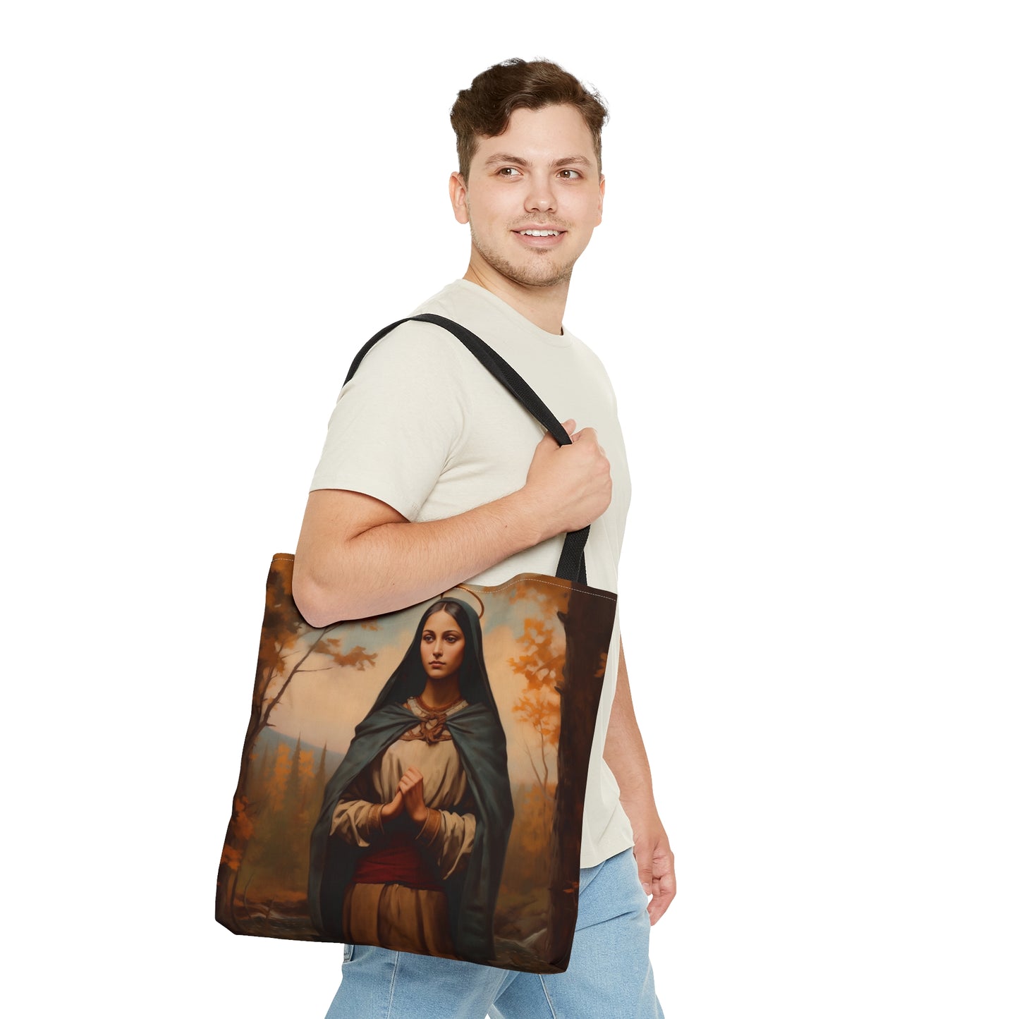 Saint Kateri Tekakwitha Tote Bag - Large Medium Small Faith Art Bag - Re usable Tote Purse - Double Sided - Catholic Art Bag