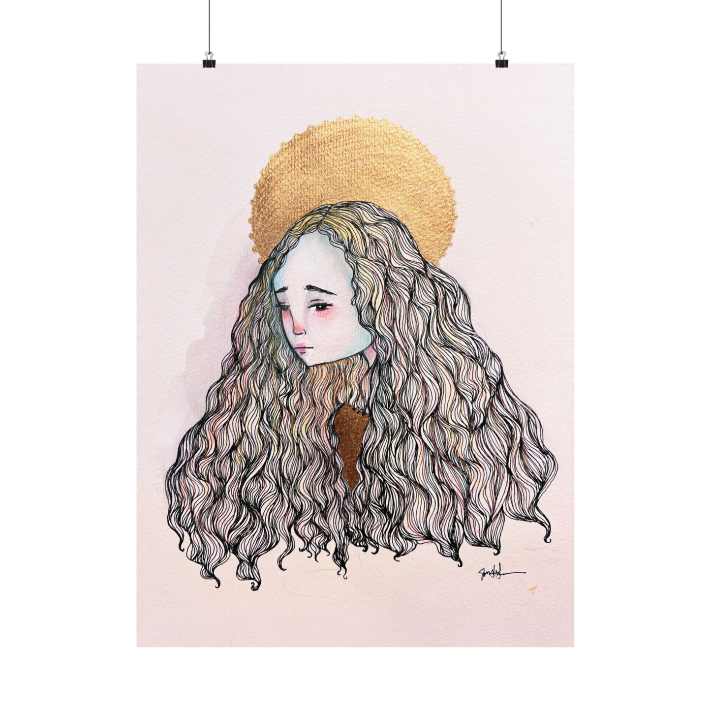 Saint Philomena Poster Print - Hand-Drawn Catholic Art Print | Christian Devotional Wall Art | Sanctified Solocosmo Religious Poster