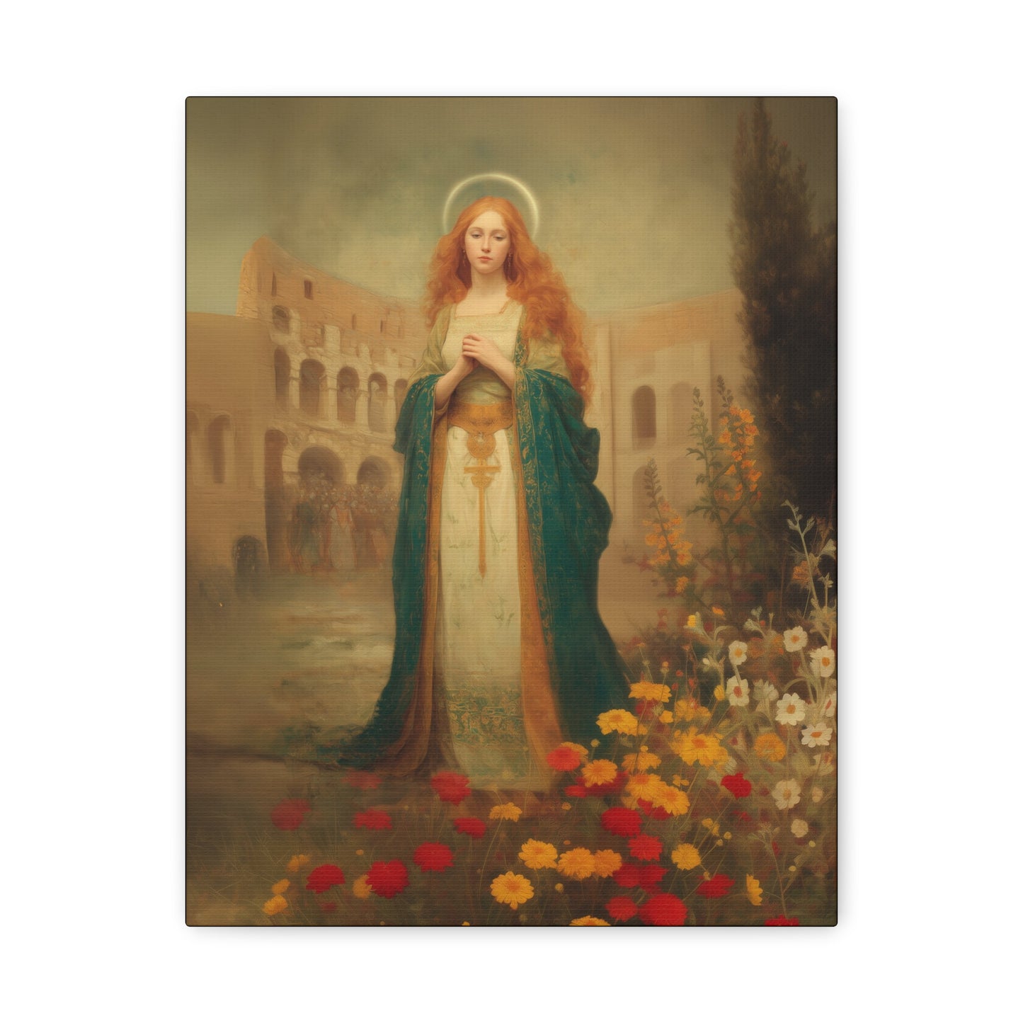 Saint Justina - Multiple Sizes - Catholic Home art - Museum Wrapped Canvas - Sanctified Souls Print - Catholic Martyr Art