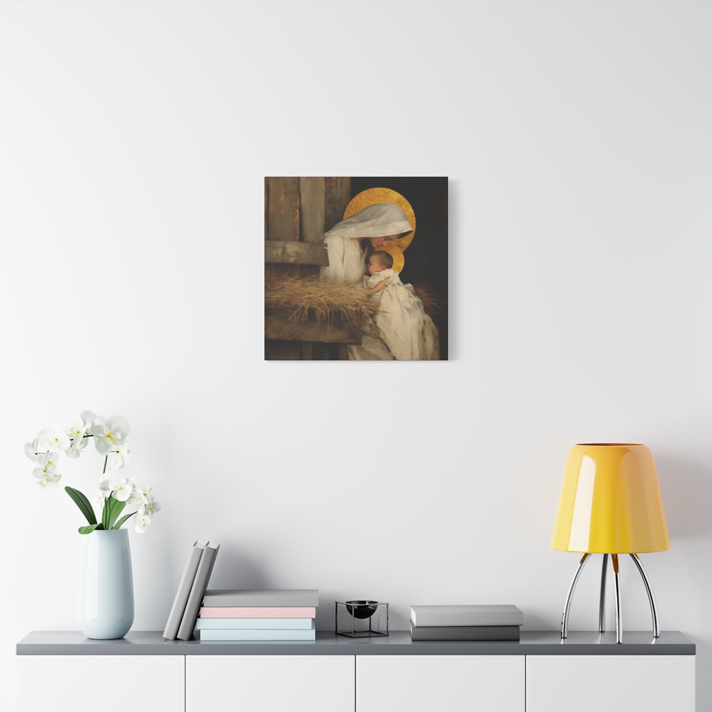 Our Lady of the Manger - Mother Mary and the Christ Child - Gallery Wrapped Canvas - Print - Religious Art for your Home - Catholic