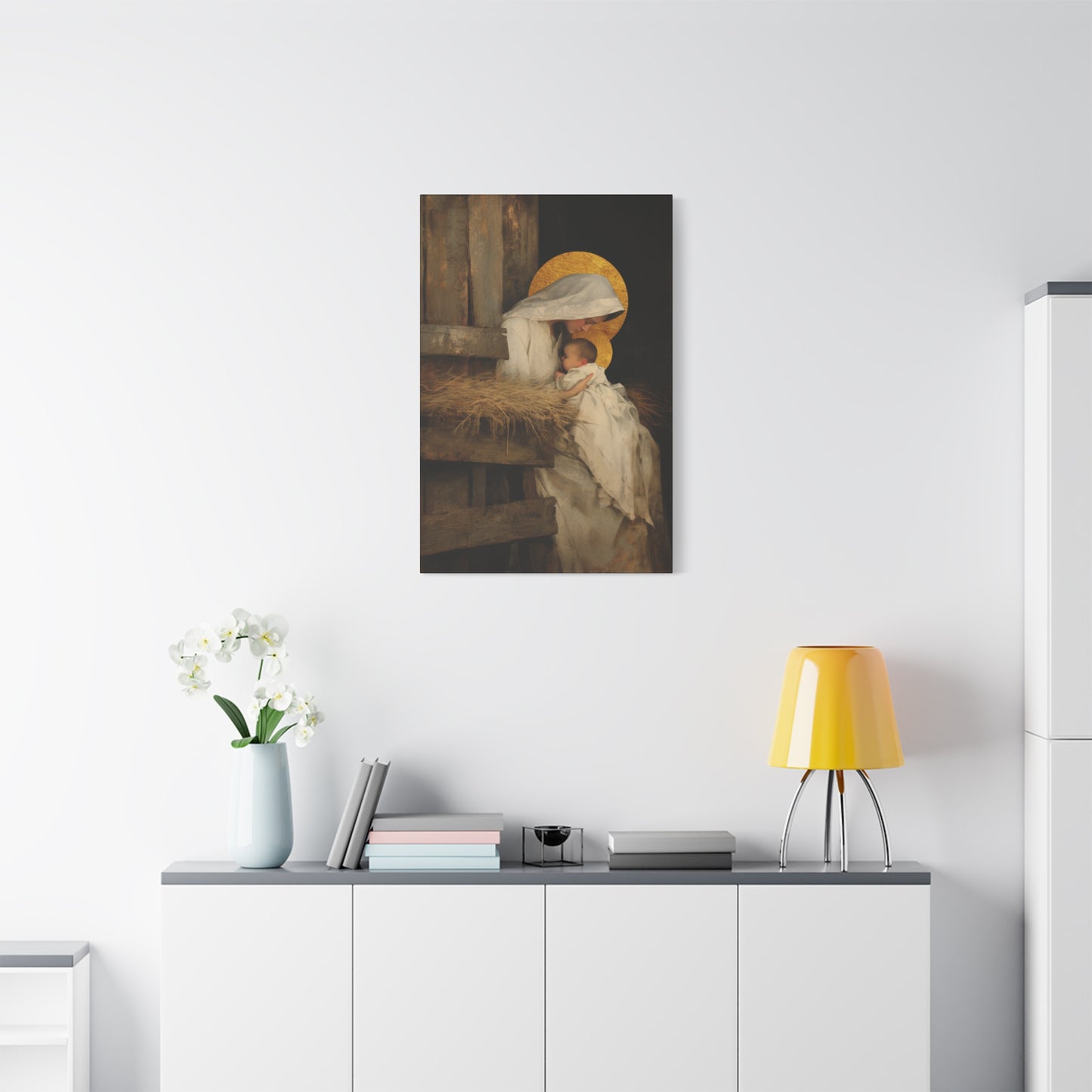 Our Lady of the Manger - Mother Mary and the Christ Child - Gallery Wrapped Canvas - Print - Religious Art for your Home - Catholic