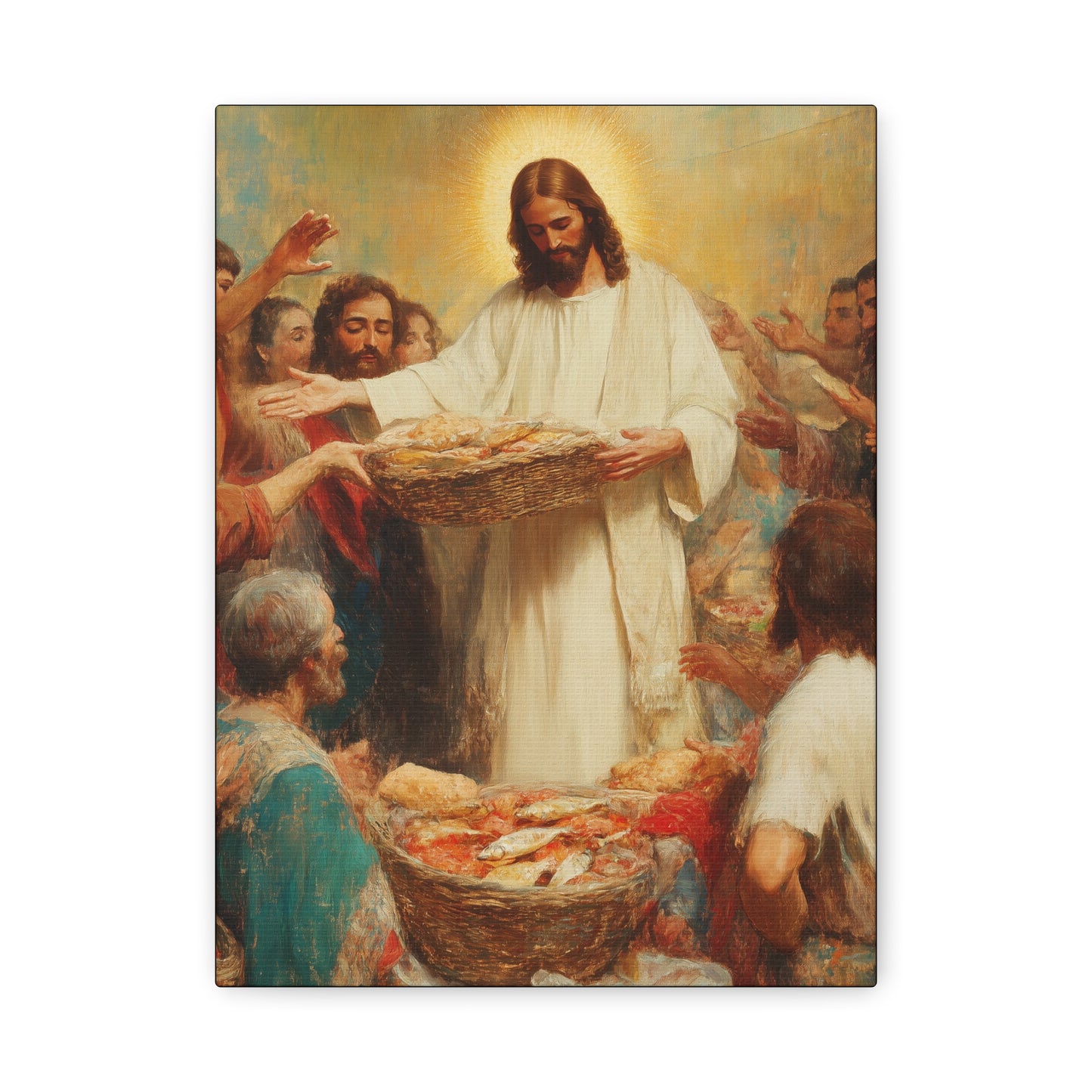 The Quiet Multiplication of Love : Loaves and Fishes - Gallery Wrapped Canvas - Print - Religious Art for your Home - Catholic Art