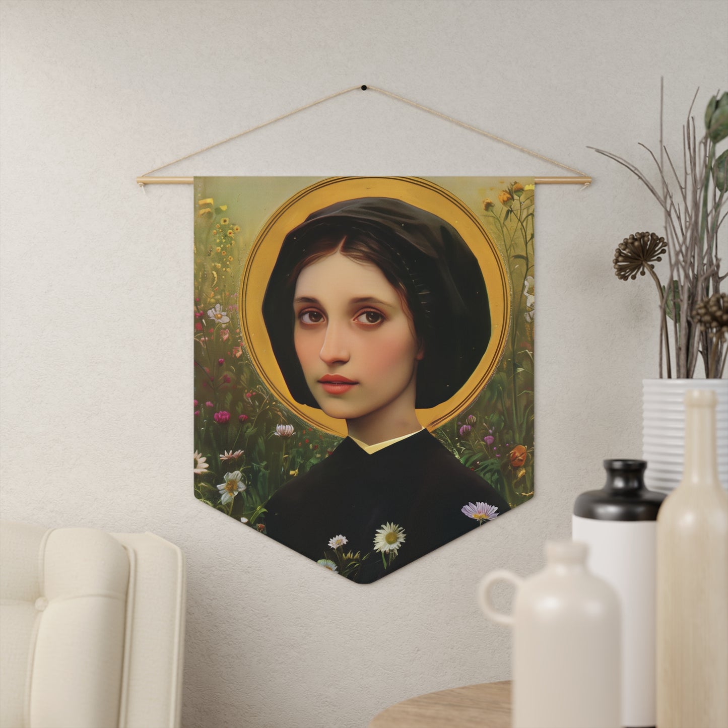 Saint Vincenza Gerosa Pennant / Banner / Wall Hanging - Prayer room art - 18" x 21" - Catholic prayer Religious Christian Gift