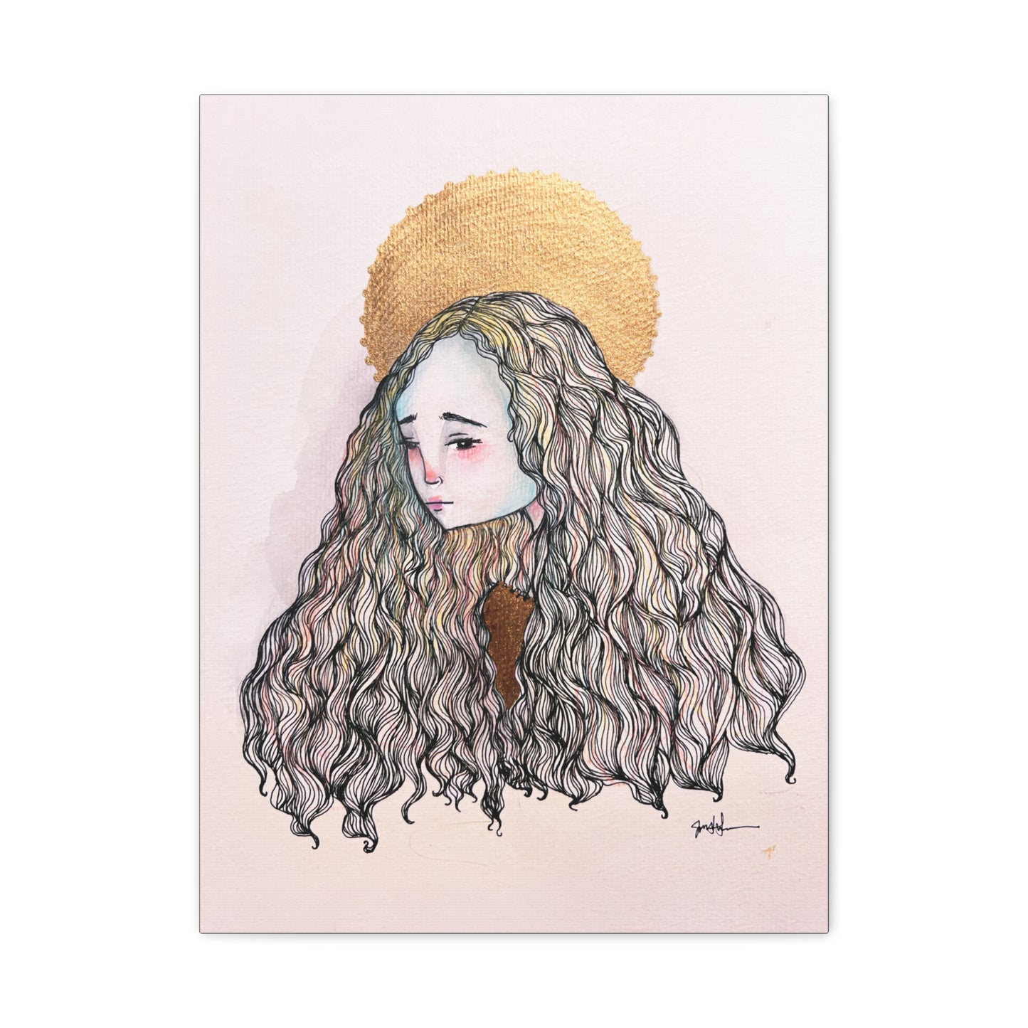 Saint Philomena Canvas Print - Hand-Drawn Catholic Art Print | Christian Sacred Wall Art | Sanctified Solocosmo Religious Artwork