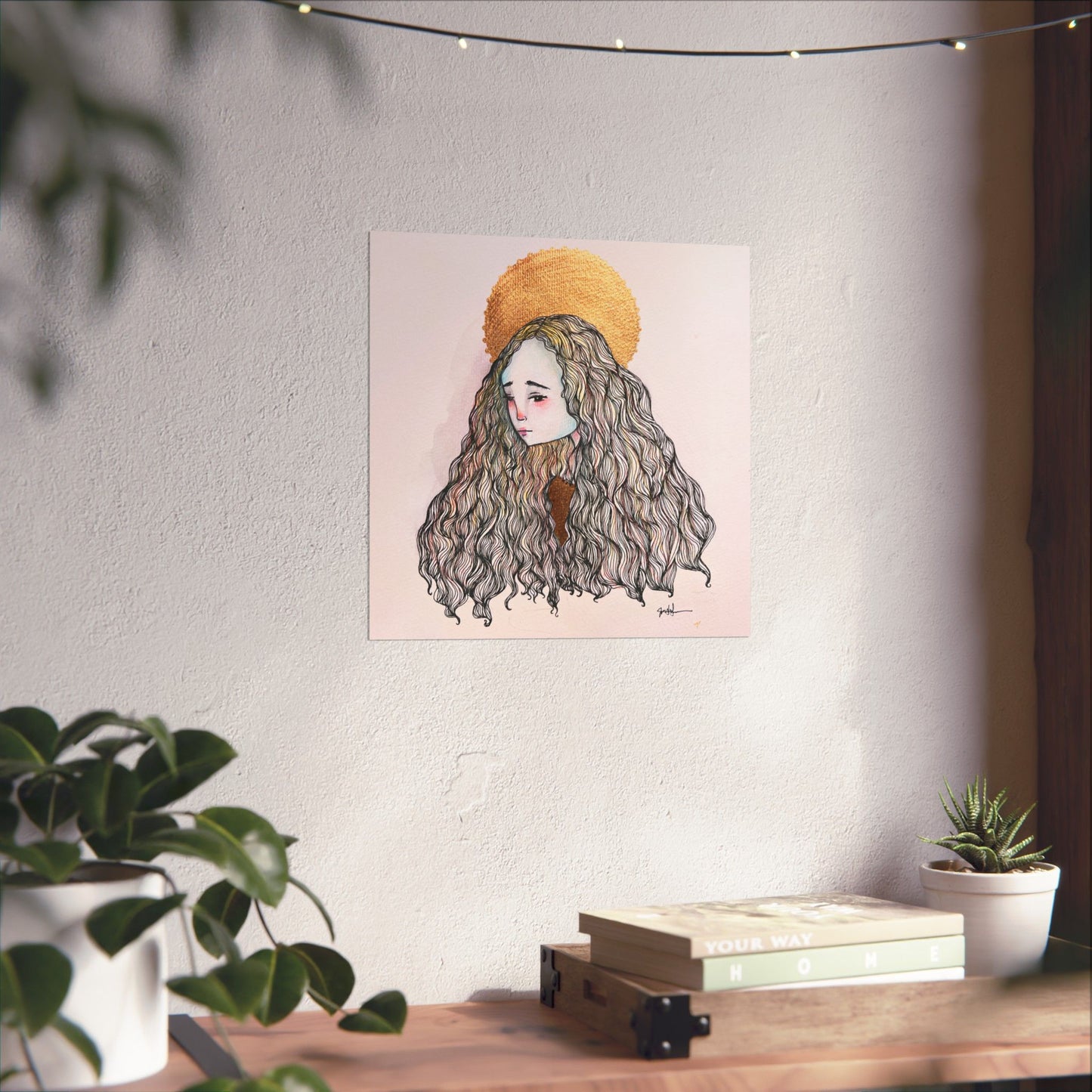 Saint Philomena Poster Print - Hand-Drawn Catholic Art Print | Christian Devotional Wall Art | Sanctified Solocosmo Religious Poster