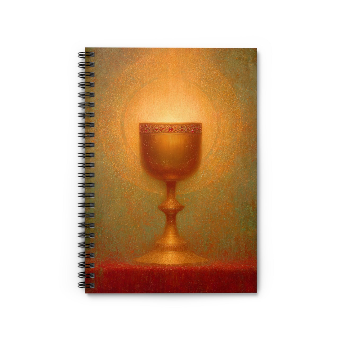 Chalice of the Lamb, Light of the World - The Holy Grail - Sanctified Souls Art - Religious Based Notebook - Spiral Notebook