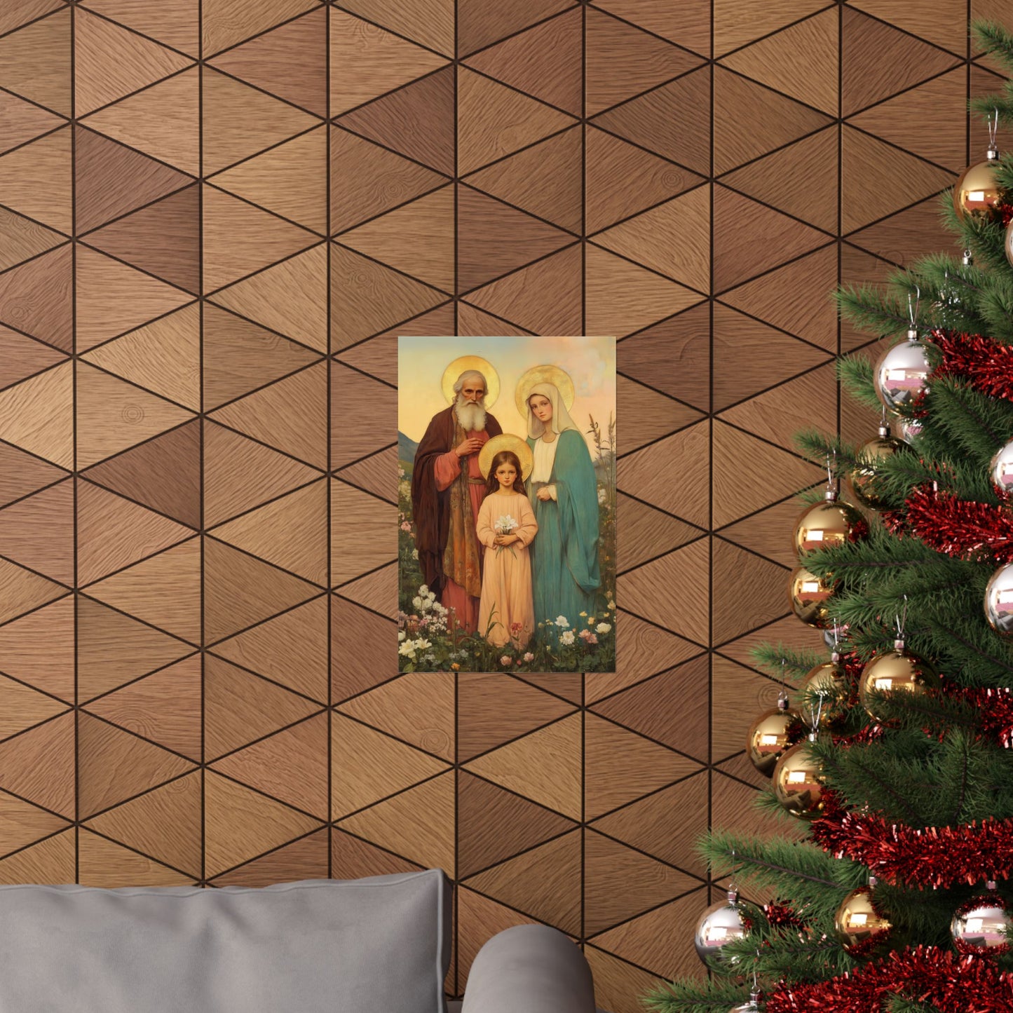 Saints Joachim and Anne with Young Mary - Sanctified Souls Print - Multiple Sizes - Premium Matte Vertical Posters