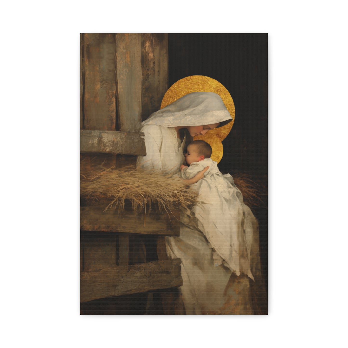 Our Lady of the Manger - Mother Mary and the Christ Child - Gallery Wrapped Canvas - Print - Religious Art for your Home - Catholic