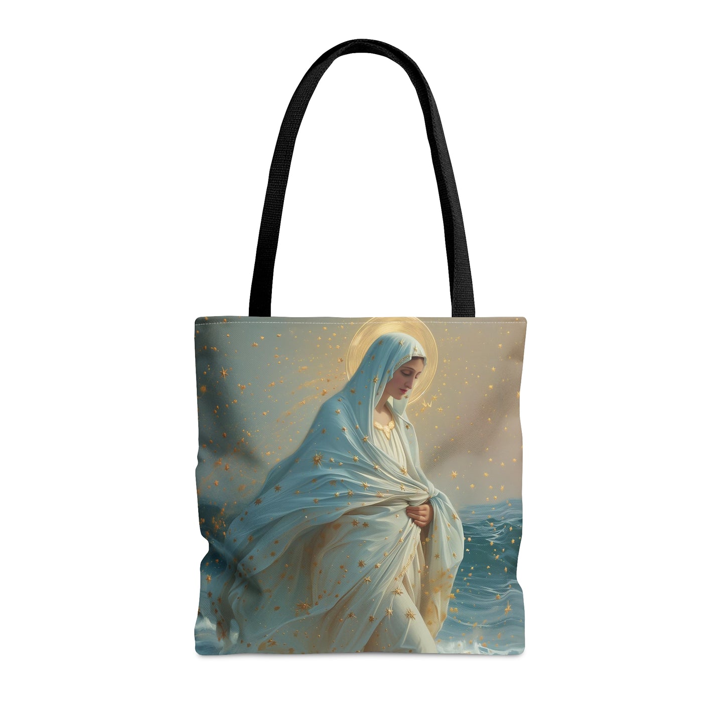 Guiding Light - Our Lady, Star of the Sea Tote Bag - Large Medium Small Faith Art Bag - Re usable Tote Purse - Double Sided - Catholic Art