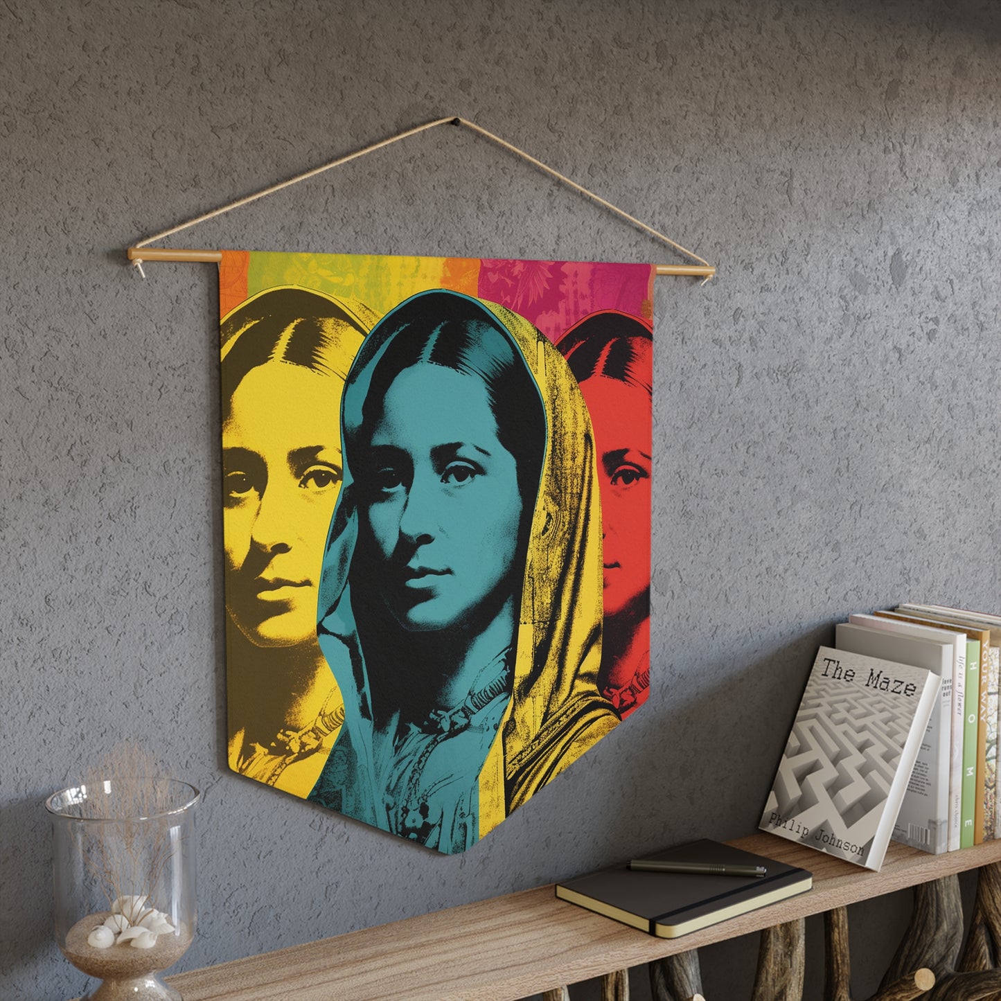 Our Lady of Guadalupe Wall Banner / Wall Hanging - Prayer room art - Catholic Home Art - Large Saint Art - 18" x 21" - Collage Pop Art