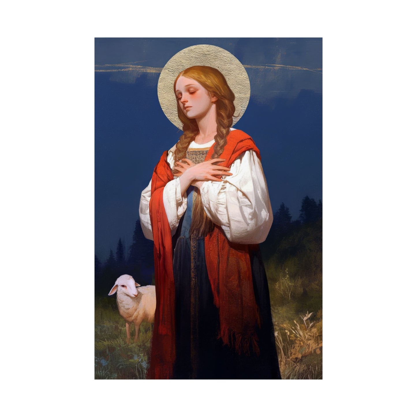 Saint Genevieve - Sanctified Souls Print - Multiple Sizes - Premium Matte Vertical Posters