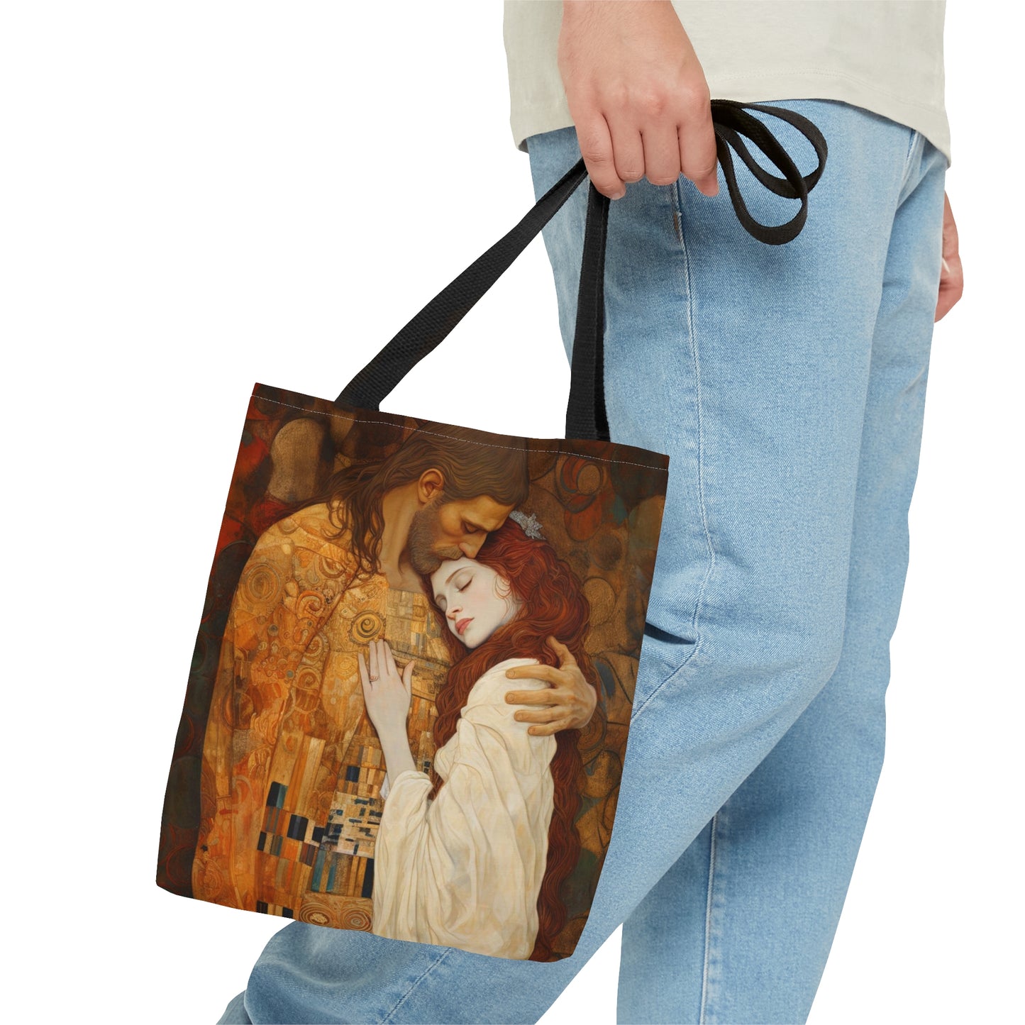 Transcendent Devotion: Christ Embracing Mary Magdalene Tote Bag - Catholic faith inspired carry-all purse