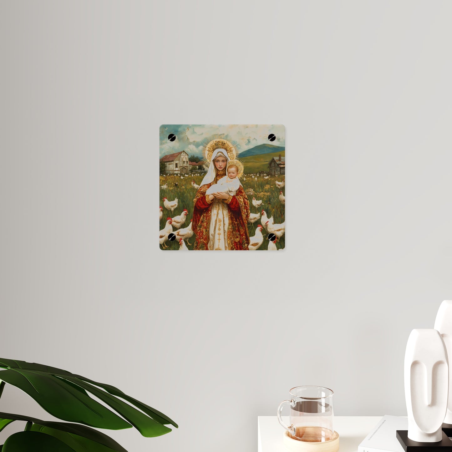 Our Lady of the Hens Acrylic Wall Art Panel - Ready to Hang Acrylic Print - Catholic Saint Art