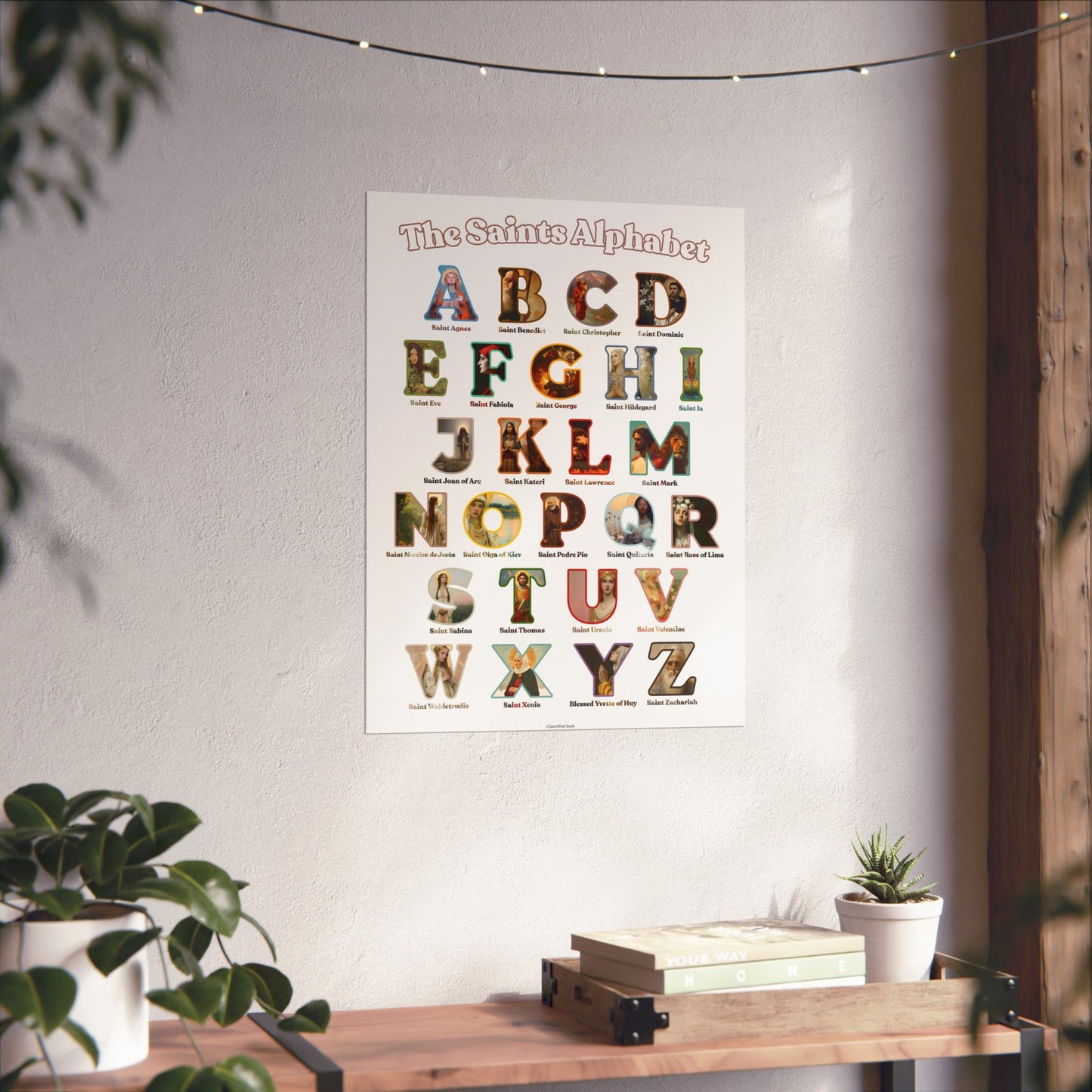 Catholic Saints ABC Print - Alphabet Poster - A to Z Saints Wall Art - Catholic Saints Chart- Classroom / Homeschool - Saints of the Church