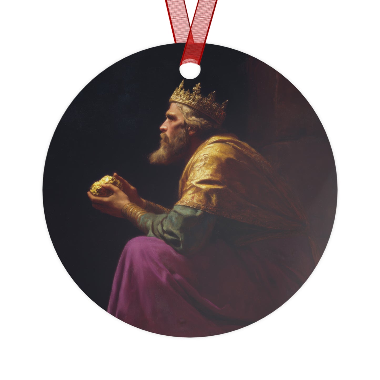 Melchior and the Gift Fit for a King - 3 Wise Men Metal Ornament - Religious Holiday Christmas Ornament and Keepsake - Prayer Ornament