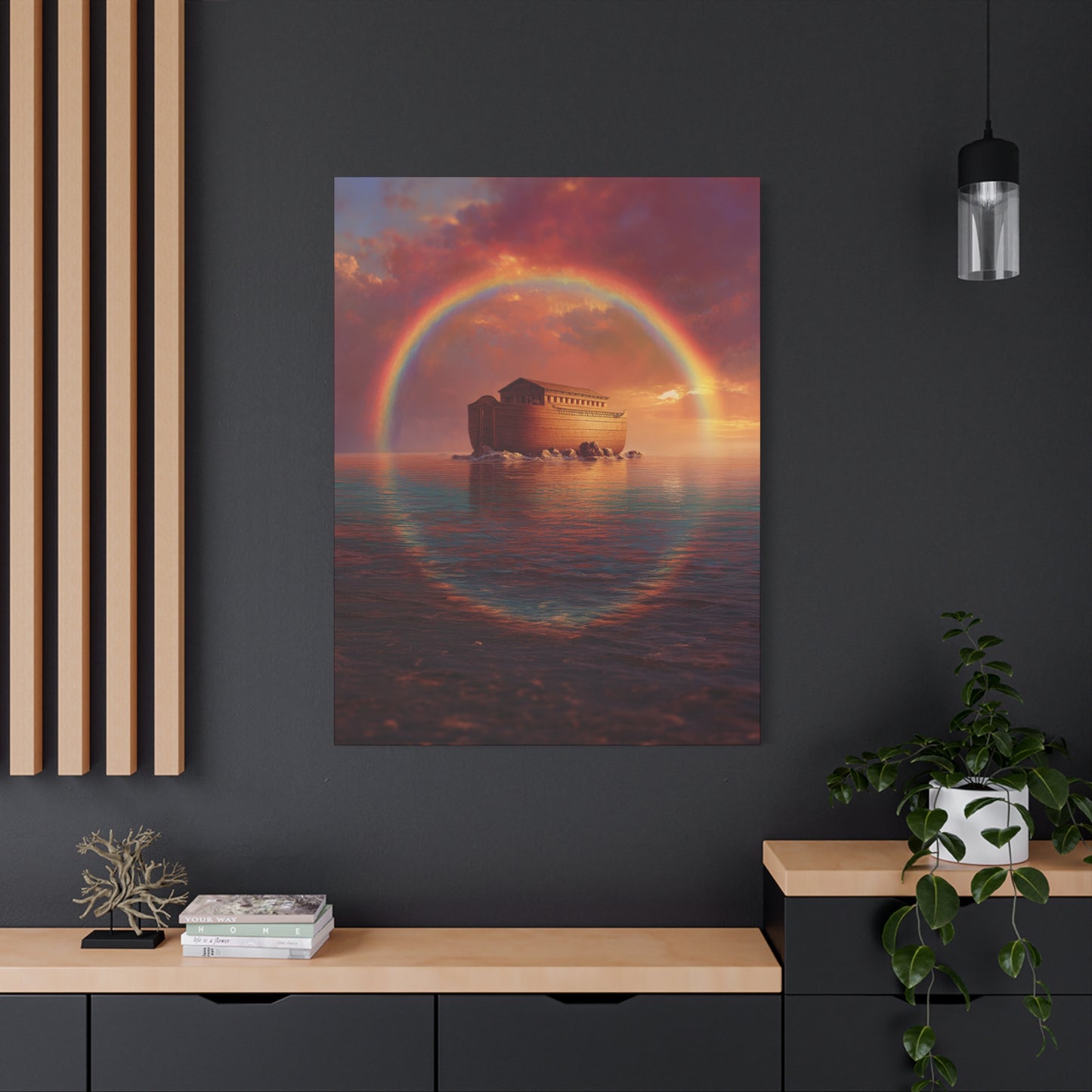 Sheltered Beneath the Covenant Sky - Noah's Ark - Gallery Wrapped Canvas - Print - Religious Art for your Home - Catholic