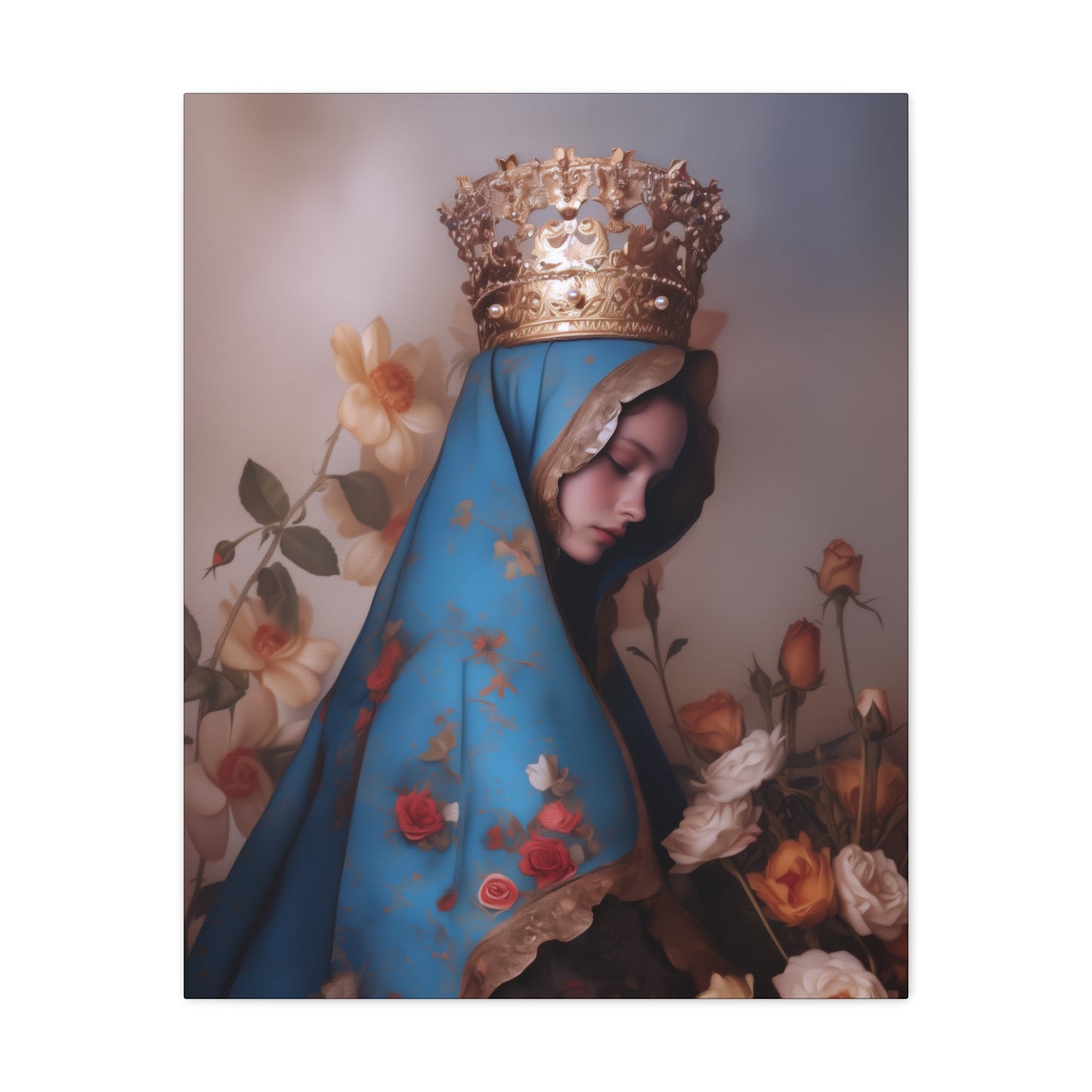 Our Lady of the Roses - Gallery Wrapped Canvas - Print - Religious Art for your Home - Catholic Art