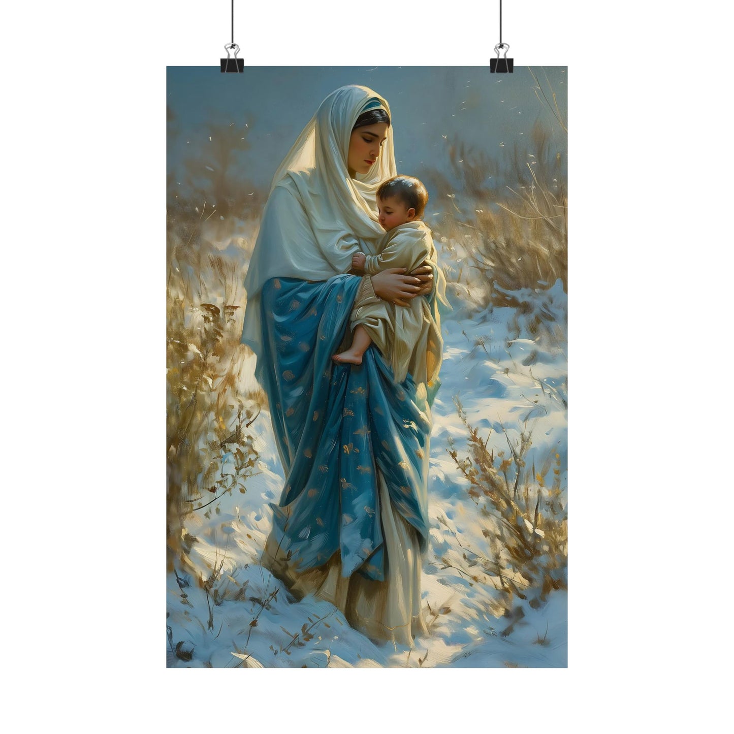 Snowfall of Grace - Our Lady's Winter Radiance - Our Lady of the Snows Print - Sanctified Souls Print - Multiple Sizes - Premium Posters
