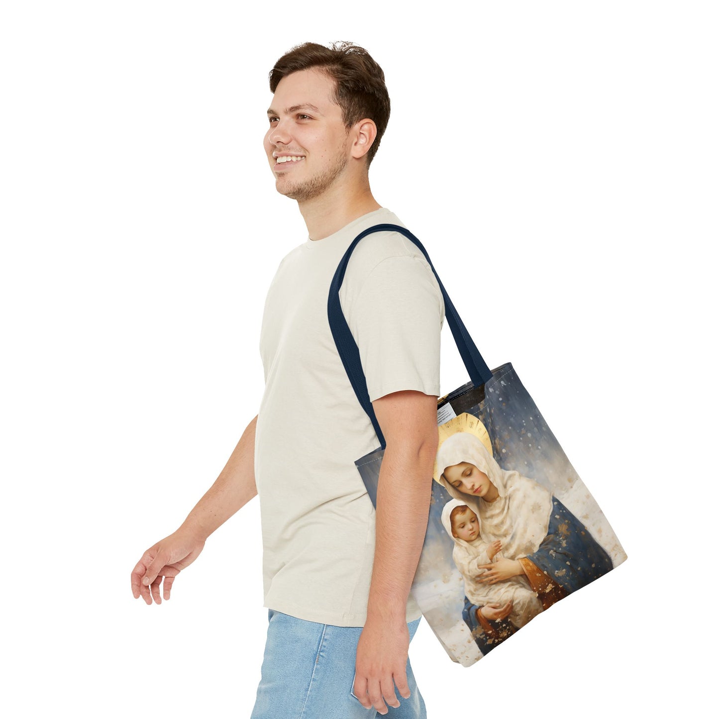 Winter's Grace : Our Lady of the Snows Tote Bag - Catholic faith inspired carry-all purse - day to day bag - Double Sided