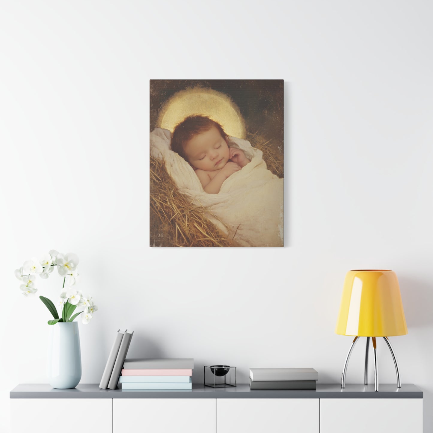Jesus, the Newborn Light of the World - Gallery Wrapped Canvas - Print - Religious Art for your Home - Catholic Art Print