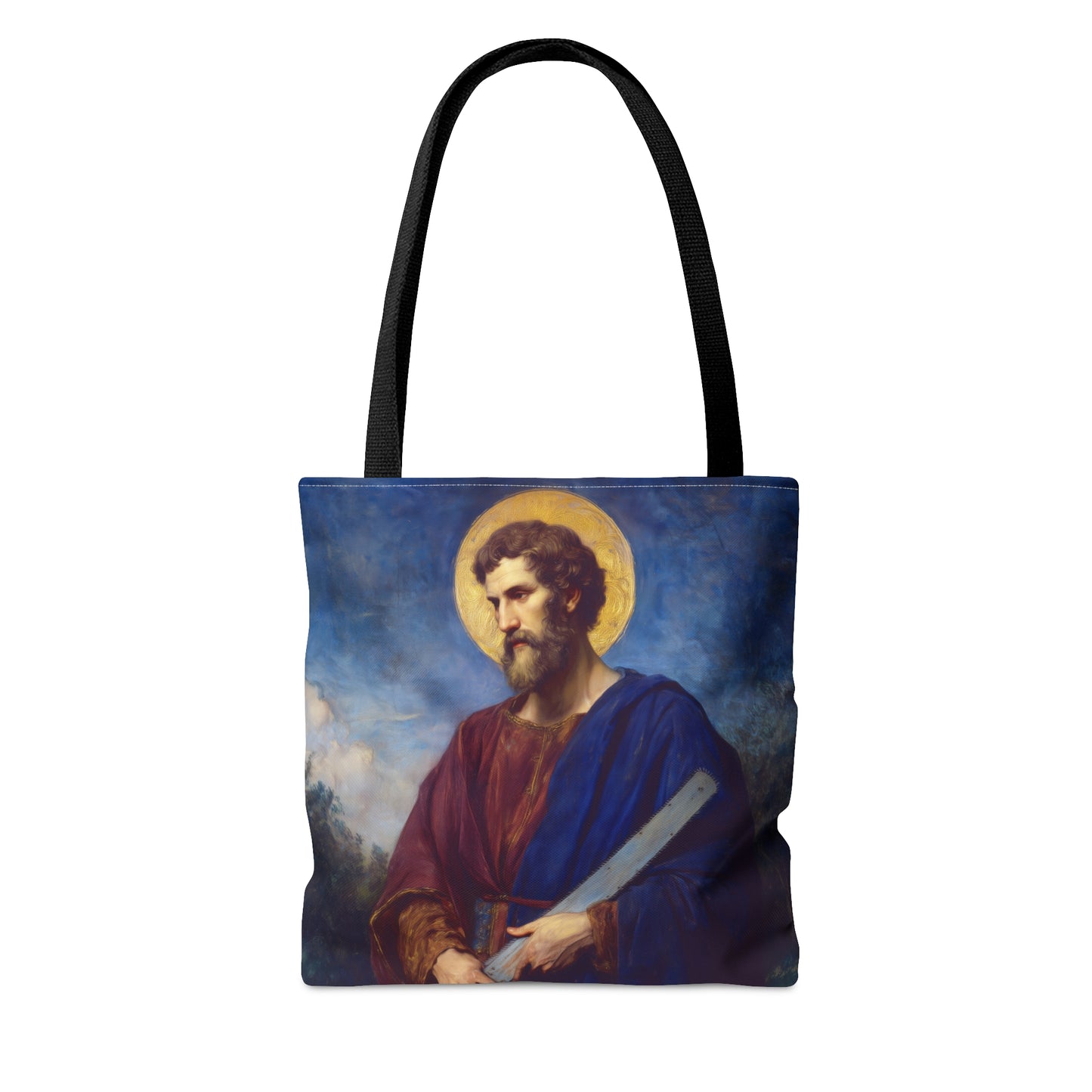 Saint Simon the Apostle / Simon the Zealot Tote Bag - Large Medium Small Faith Art Bag - Catholic Faith Purse - Double Sided