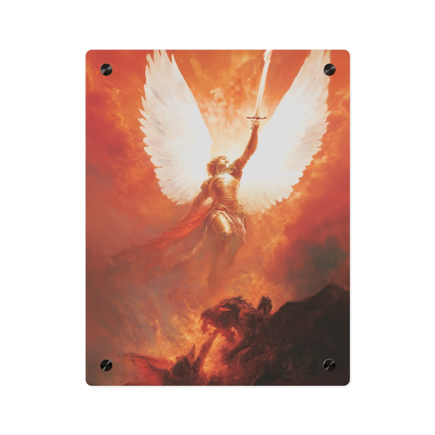 Saint Michael the Archangel  Wall Art Panel - Ready to Hang Acrylic Print - Catholic Saint Art - Patron Saint Print - No Frame needed