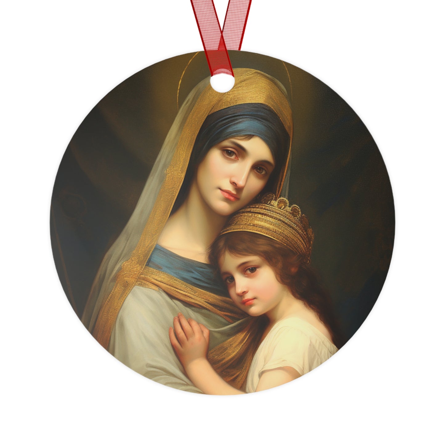 Saint Anne mother to Mary the Blessed Virgin Metal Ornament - Religious Holiday Christmas Ornament and Keepsake - Double sided