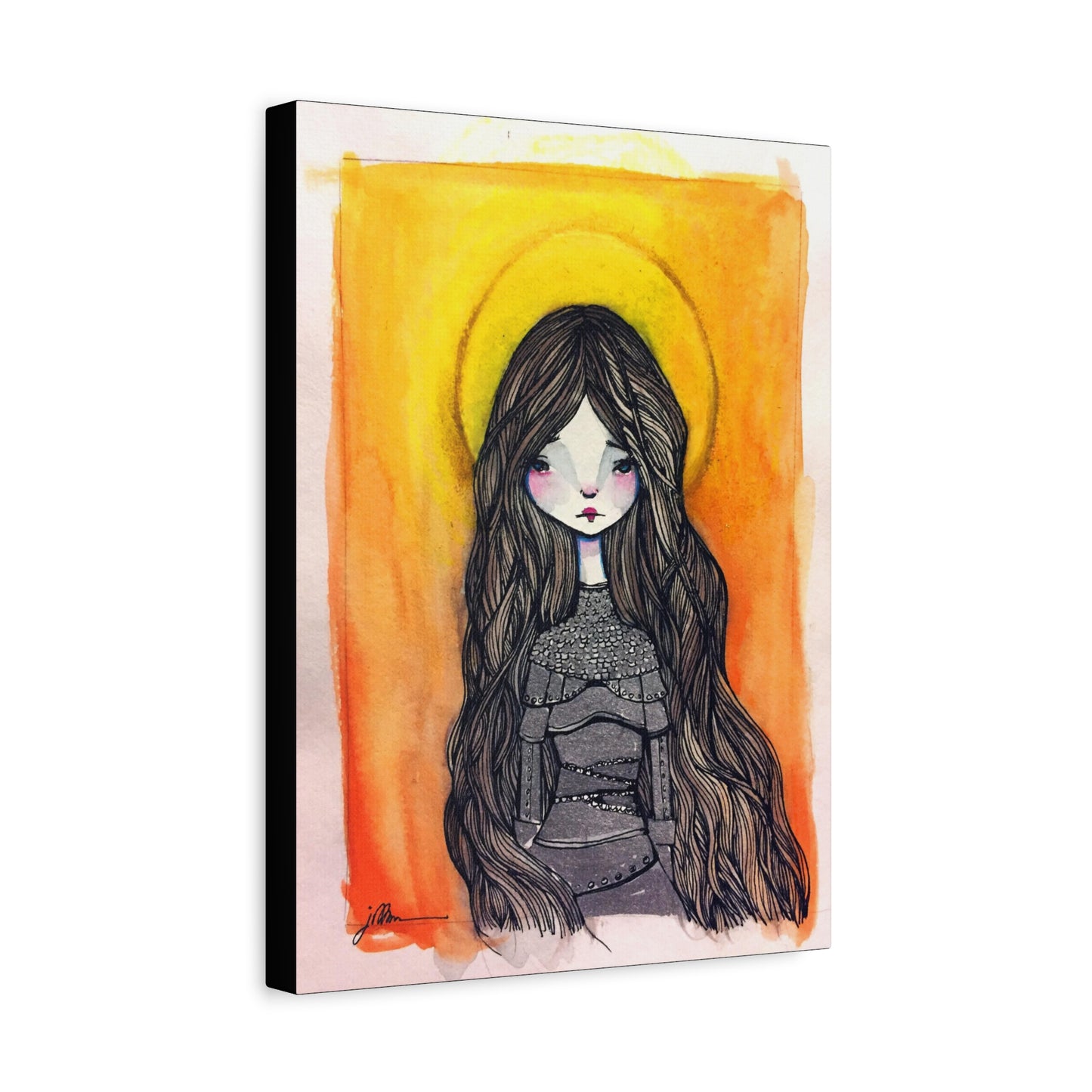 Saint Joan of Arc Canvas Print - Hand-Drawn Catholic Art Print | Christian Sacred Wall Art | Sanctified Solocosmo Religious Artwork