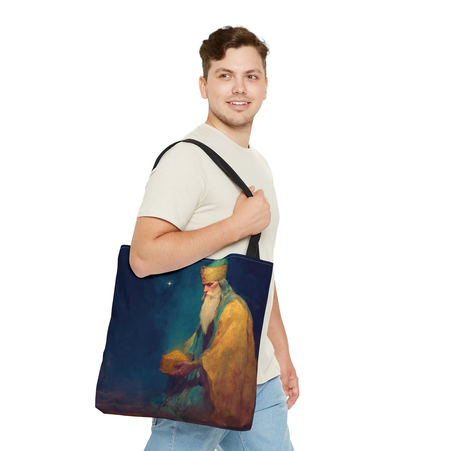 Caspar and the Offering of Worship - 3 Wise Men - Tote Bag - Large Medium Small Faith Art Bag - Re usable Tote Purse - Double Sided