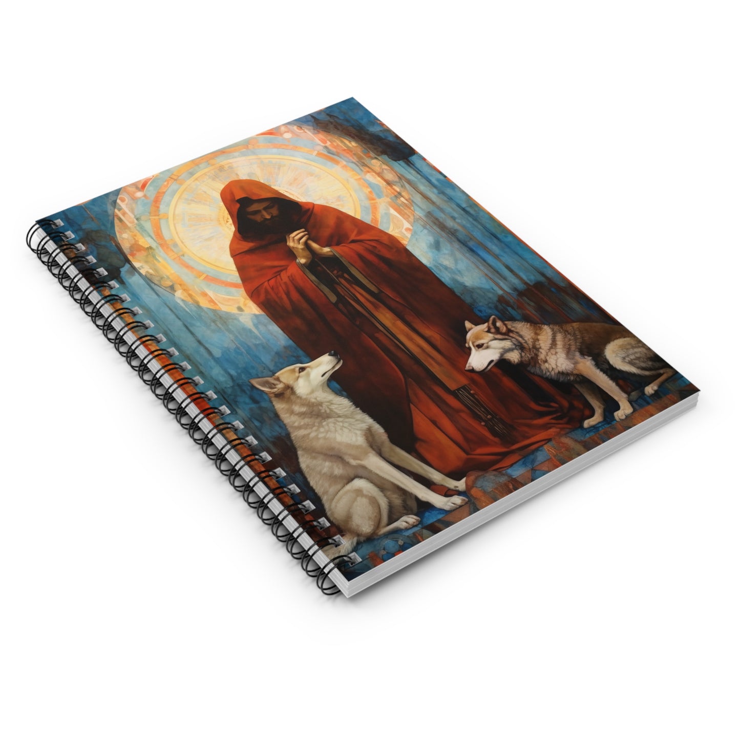 Saint Ailbhe Journal - Sanctified Souls Art - Religious Based Notebook - Spiral Notebook - Ruled Line - Patron Saint of Wolves