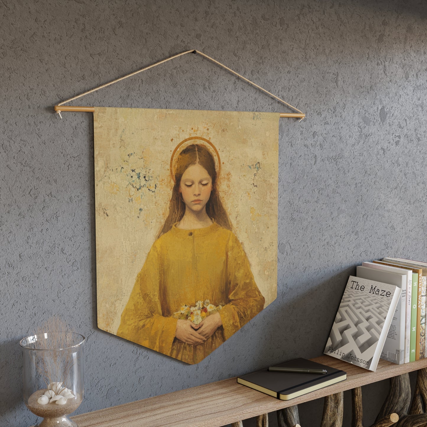 Saint Lucy Pennant / Banner / Wall Hanging - Prayer room art - 18" x 21" - Catholic prayer Religious - Large Print