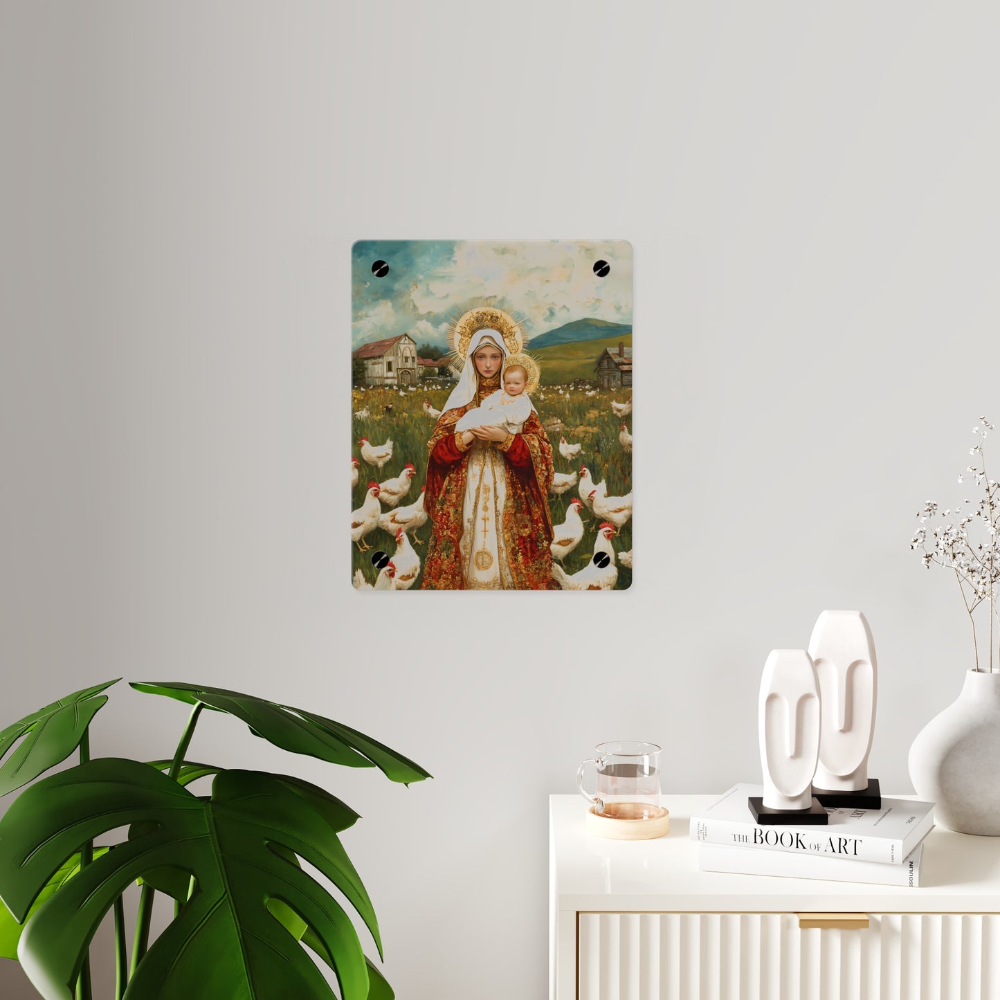 Our Lady of the Hens Acrylic Wall Art Panel - Ready to Hang Acrylic Print - Catholic Saint Art